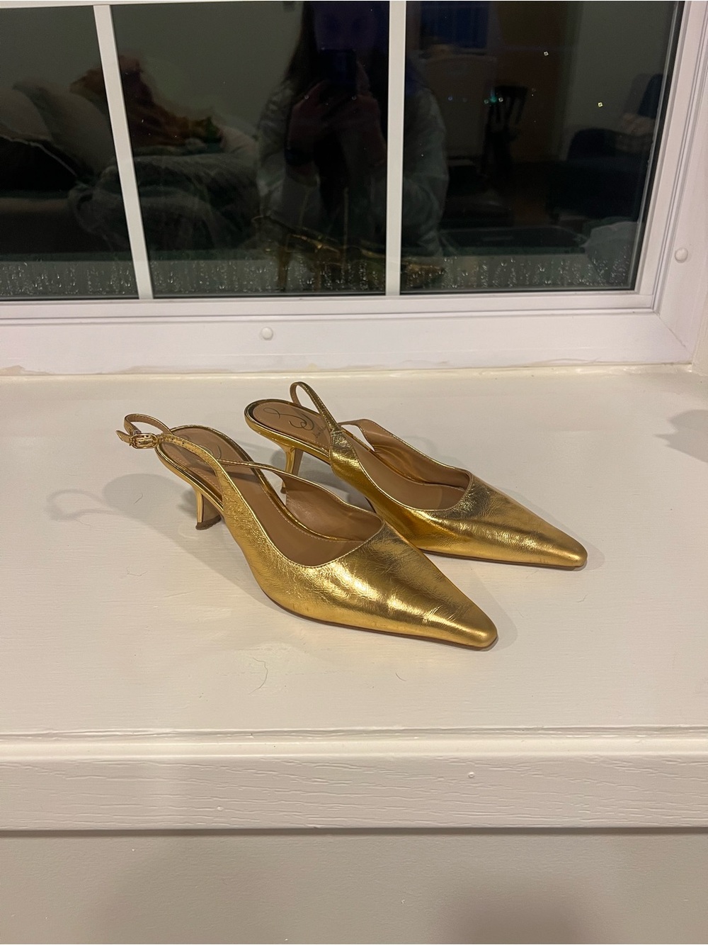 Sam Edelman Gold Pointed-Toe Slingback Heels